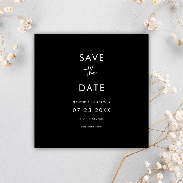 Minimal Black Modern Wedding Save The Date (Minimal Black Modern Wedding Save The Date)