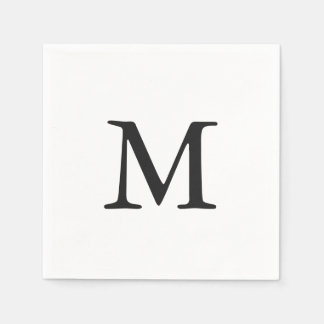 Minimal Black Monogram Wedding Serviette