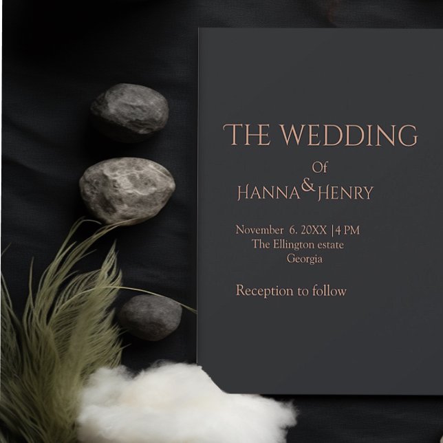 Minimal Black Rose Gold Moderne Einladung (Von Creator hochgeladen)