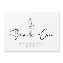 Minimal Black Script Botanical Dankeschön Karte