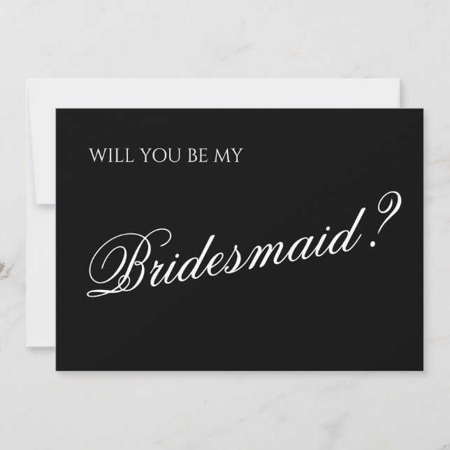 Minimal Black Script Bridesmaid Vorschlag Einladung (Vorderseite)