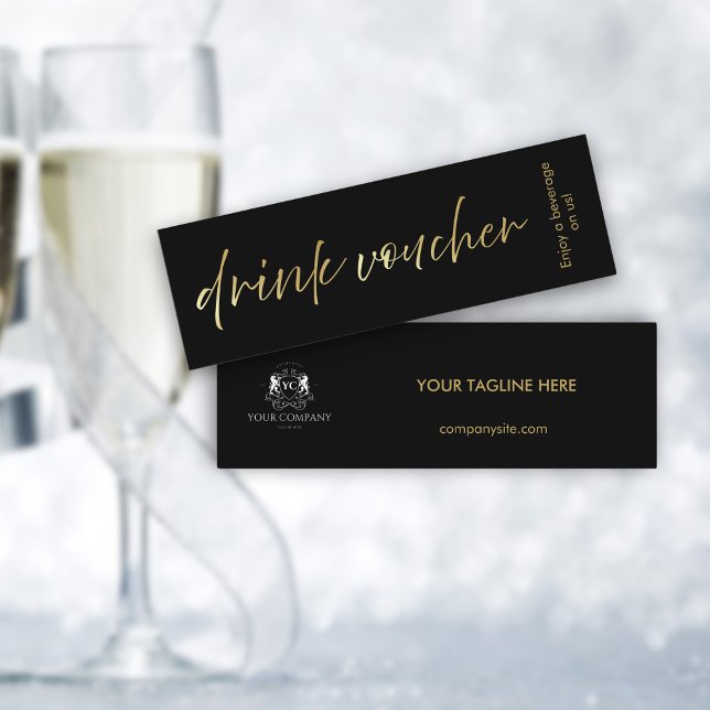 Minimal Black Script-Event Drink Voucher Card Treuekarte (Von Creator hochgeladen)