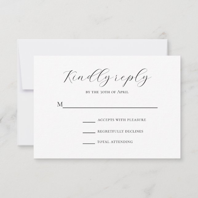 Minimal Black Script Modern Muslim Wedding RSVP (Rückseite)