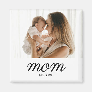 Minimal Black Script Mom Established Magnet