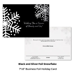 Minimal Black Silver Winter Snowflake Business Folien Feiertagskarte