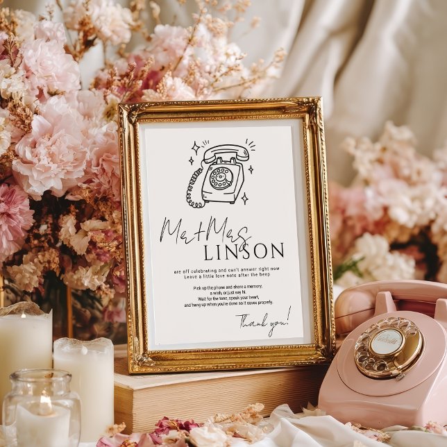 Minimal Black Voicemail Audio Gästebuch Hochzeit (Minimal Black Voicemail Audio Guestbook Wedding)