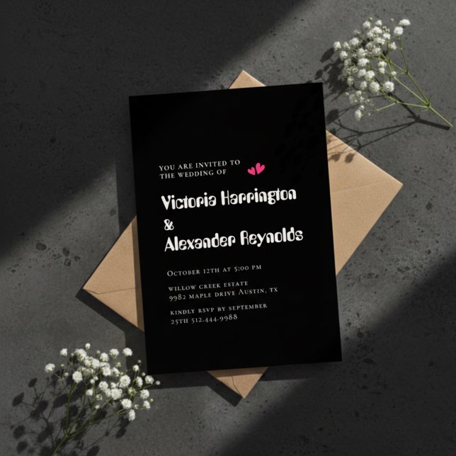 Minimal Black Wedding Typography Invitation Einladung (Von Creator hochgeladen)