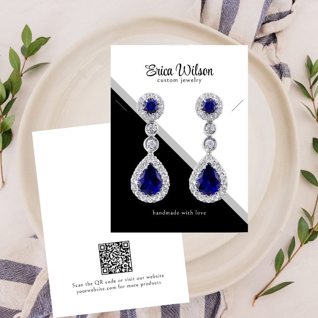 Minimal Black White Necklace Earring Display Card (Von Creator hochgeladen)