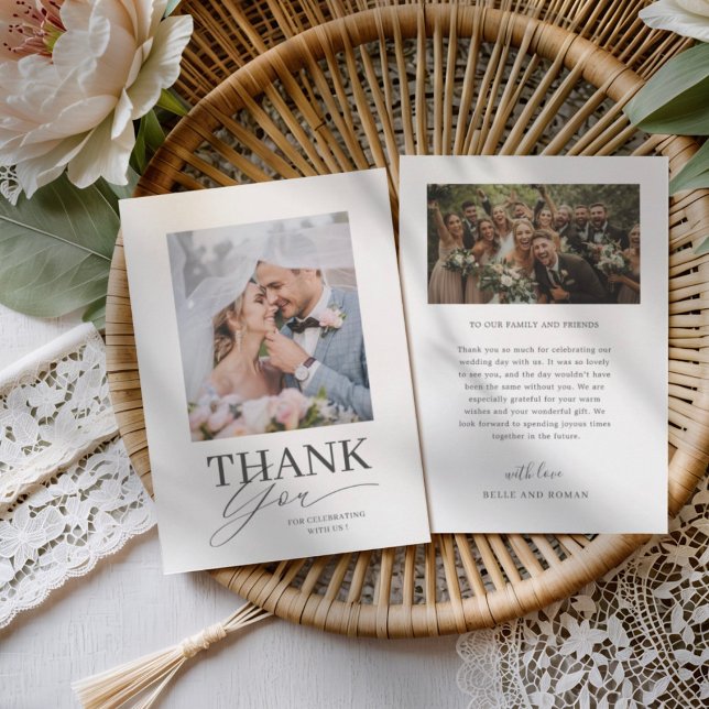 Minimal Black & White Thank You Wedding  Dankeskarte (Von Creator hochgeladen)