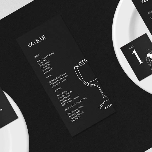 Minimal Black&White Wedding Bar Menükarte (Von Creator hochgeladen)