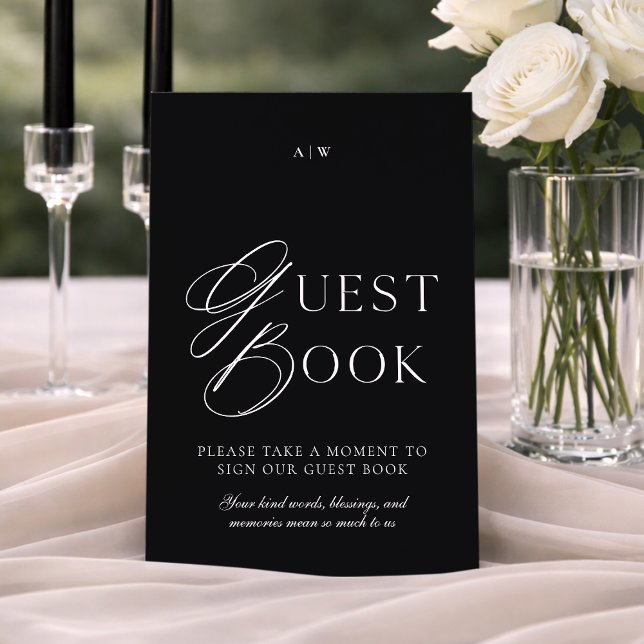 Minimal Black & White Wedding Guest Book Sign Einladung (Von Creator hochgeladen)
