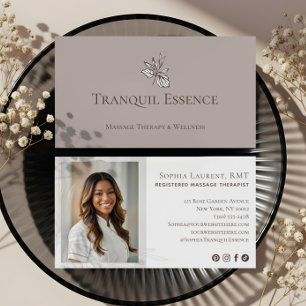 Minimal-Blatt Registrierter Massage-Therapeut Foto Visitenkarte