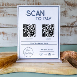 Minimal blaue 2 QR-Codes für Geschäftsscans zur Za Poster
