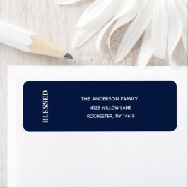 Minimal BLESSED | Navy Blue Holiday Address Label
