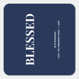 Minimal BLESSED | Navy Blue Holiday Quadratischer Aufkleber