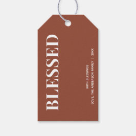 Minimal BLESSED | Terrakotta-Feiertage Geschenkanhänger