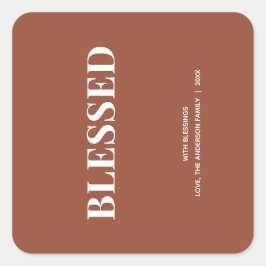 Minimal BLESSED | Terrakotta-Feiertage Quadratischer Aufkleber