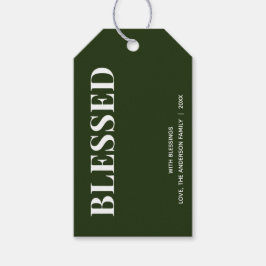 Minimal BLESSED | Waldgrüne Feiertage Geschenkanhänger