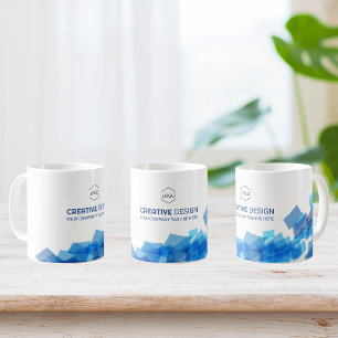 Minimal Blue Corporate mit individuellem Logo Kaffeetasse