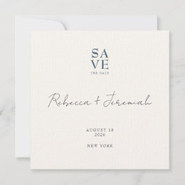 Minimal Blue Gray Anspruchsvolle SkriptWedding Save The Date
