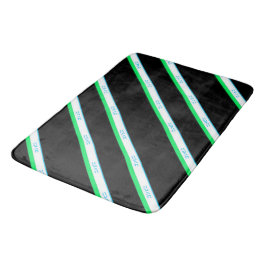Minimal Blue Green Black Large Stripe Japan Text Badematte