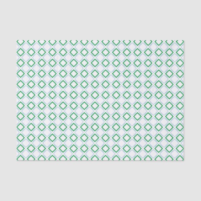 Minimal Blue Green Diamond japanischer Text Seidenpapier (Vorderseite)