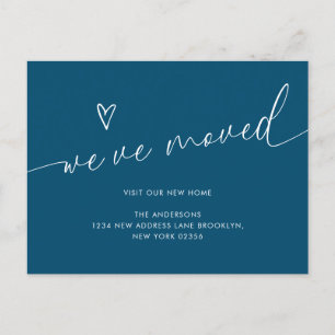 Minimal Blue Heart Script Wir haben uns bewegt Postkarte
