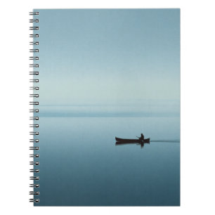 Minimal Blue Lake Canoe Reflection Notebook Notizblock