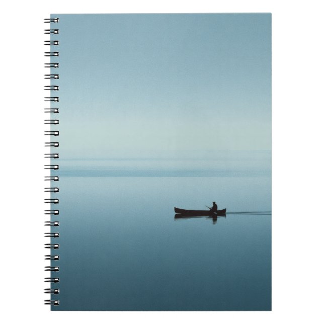 Minimal Blue Lake Canoe Reflection Notebook Notizblock (Vorderseite)