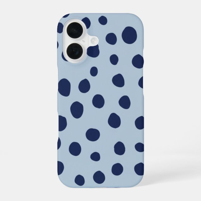 Minimal Blue Polka Dot Phone Case | Modern Aesthet iPhone 16 Hülle (Rückseite)