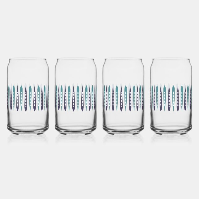 Minimal Blue Retro Inspiriert Dosenglas (Vorderseite)