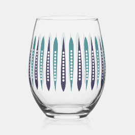 Minimal Blue Retro Inspiriert Weinglas Ohne Stiel