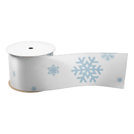 Minimal Blue Snowflakes Holiday Satin Ribbon Satinband