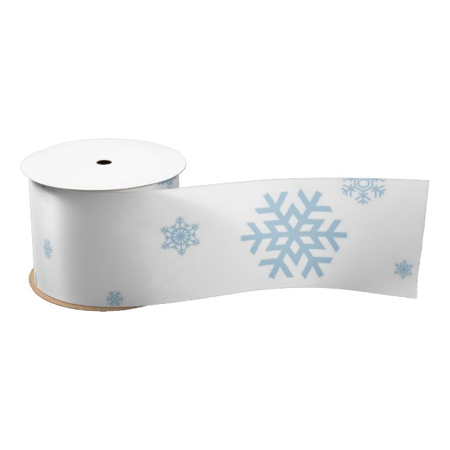 Minimal Blue Snowflakes Holiday Satin Ribbon Satinband (Spule)