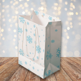 Minimal Blue Snowflakes Urlaub Mittlere Geschenktüte