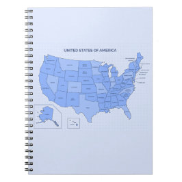 Minimal Blue United States Map Illustration Notizblock