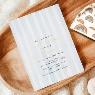 Minimal Blue Watercolor Baby Dusche Folieneinladung