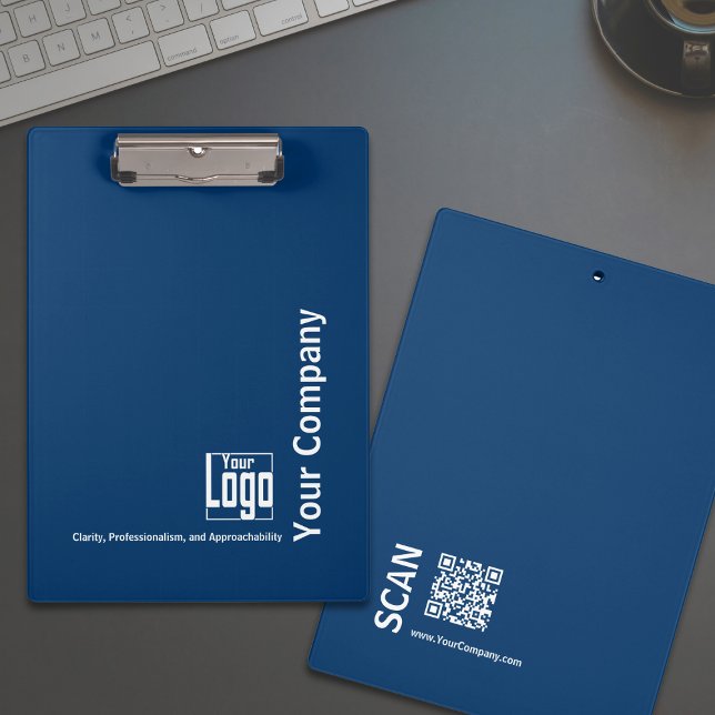 Minimal Blue White Logo Motto Kleine Unternehmen Klemmbrett (Minimal Blue White Logo Motto Small Business Clipboard)