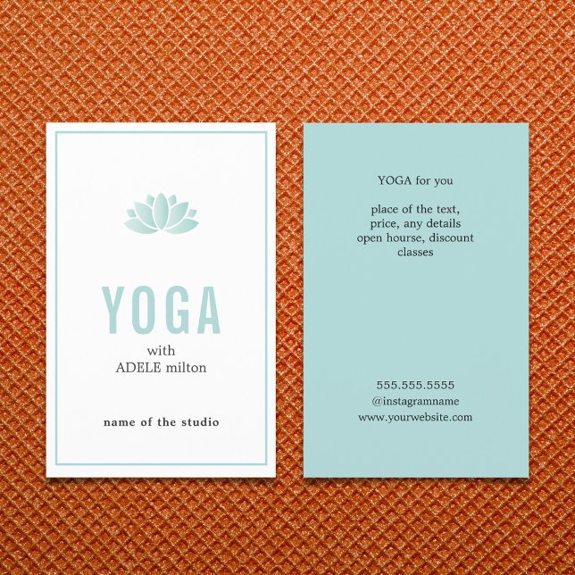 Minimal Blue White Lotus Icon Yoga Instructor Flyer (Von Creator hochgeladen)