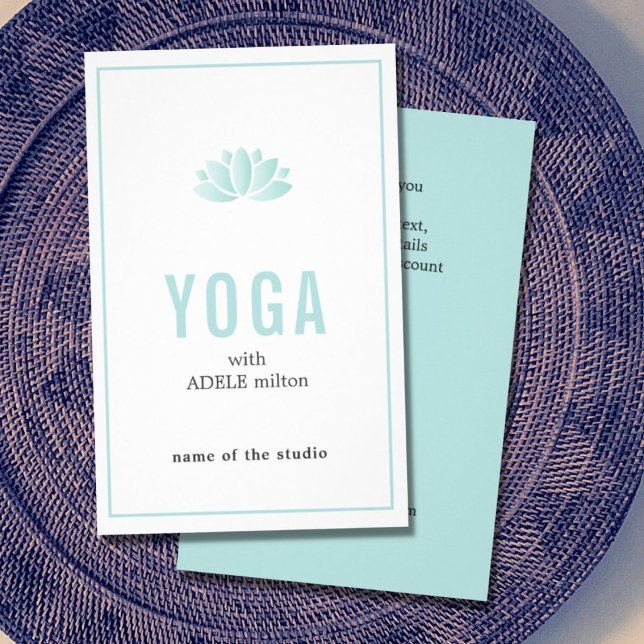 Minimal Blue White Lotus Icon Yoga Instructor Flyer (Von Creator hochgeladen)