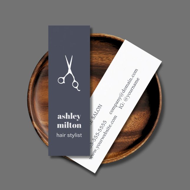 Minimal Blue White Scissors Haarbylist Mini Visitenkarte (Von Creator hochgeladen)
