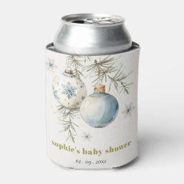 Minimal Blue Winter Weihnachten Babydusche Dosenkühler