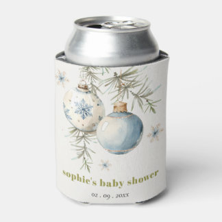 Minimal Blue Winter Weihnachten Babydusche Dosenkühler