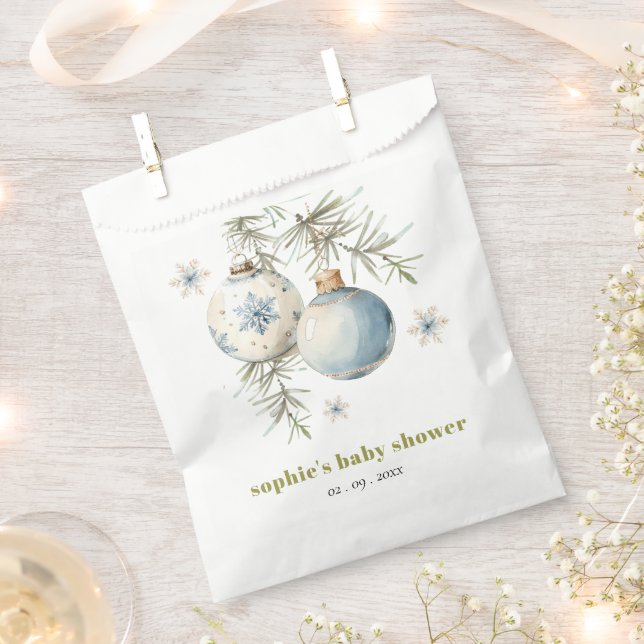 Minimal Blue Winter Weihnachten Babydusche Geschenktütchen (Ausgeschnitten)