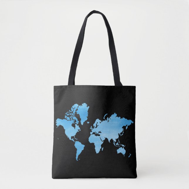Minimal Blue World Map Watercolor Art (Vorderseite)