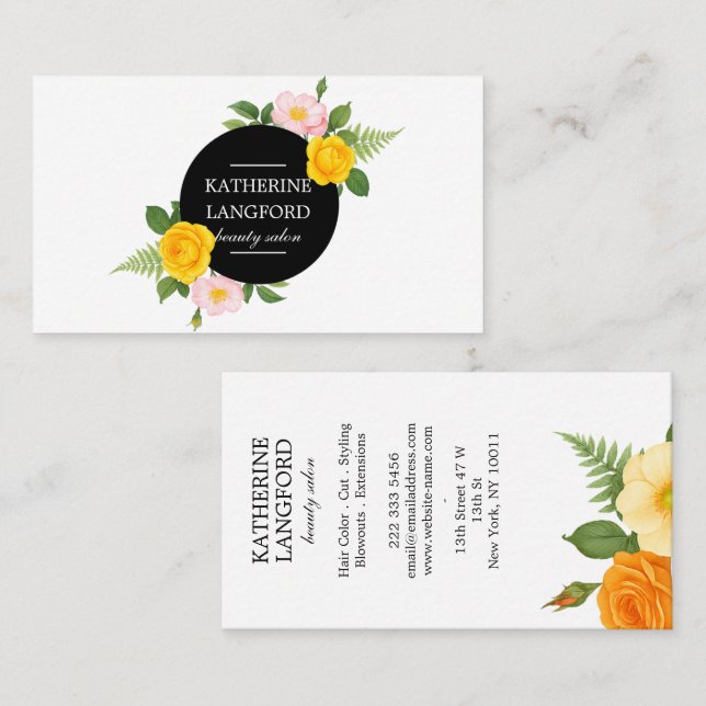 Minimal Blumenstrauß Beauty Salon Business Suite Visitenkarte (Vorne/Hinten)