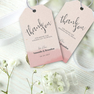 Minimal Blush Bloom Bold Script Hochzeit Vielen Da Geschenkanhänger