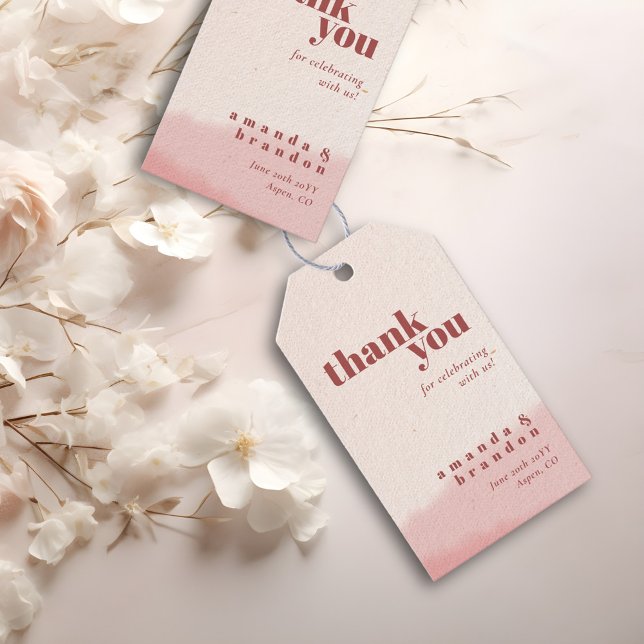 Minimal Blush Bloom Bold Script Hochzeit Vielen Da Geschenkanhänger (Von Creator hochgeladen)