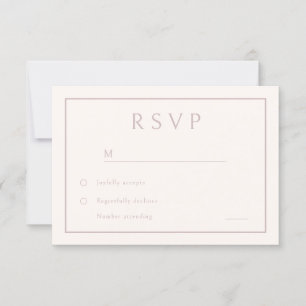 Minimal Blush Elegante Moderne Hochzeit RSVP Karte