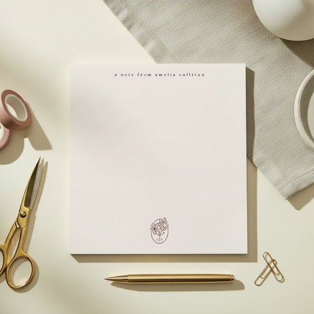 Minimal Blush Notepad with Monogram Desk Pad Notizblock (Von Creator hochgeladen)